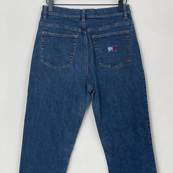 Vintage 90s Tommy Hilfiger Dark Wash High Rise Tapered Mom Jeans Women's Size 8 - Picture 7 of 8